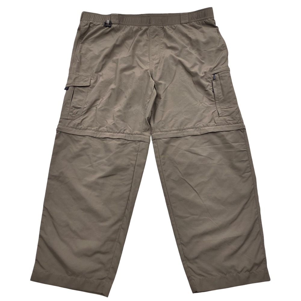 Eddie Bauer Rainier Convertible Pants Brown Mens XL/30 Nylon Ripstop‎ Zip Off